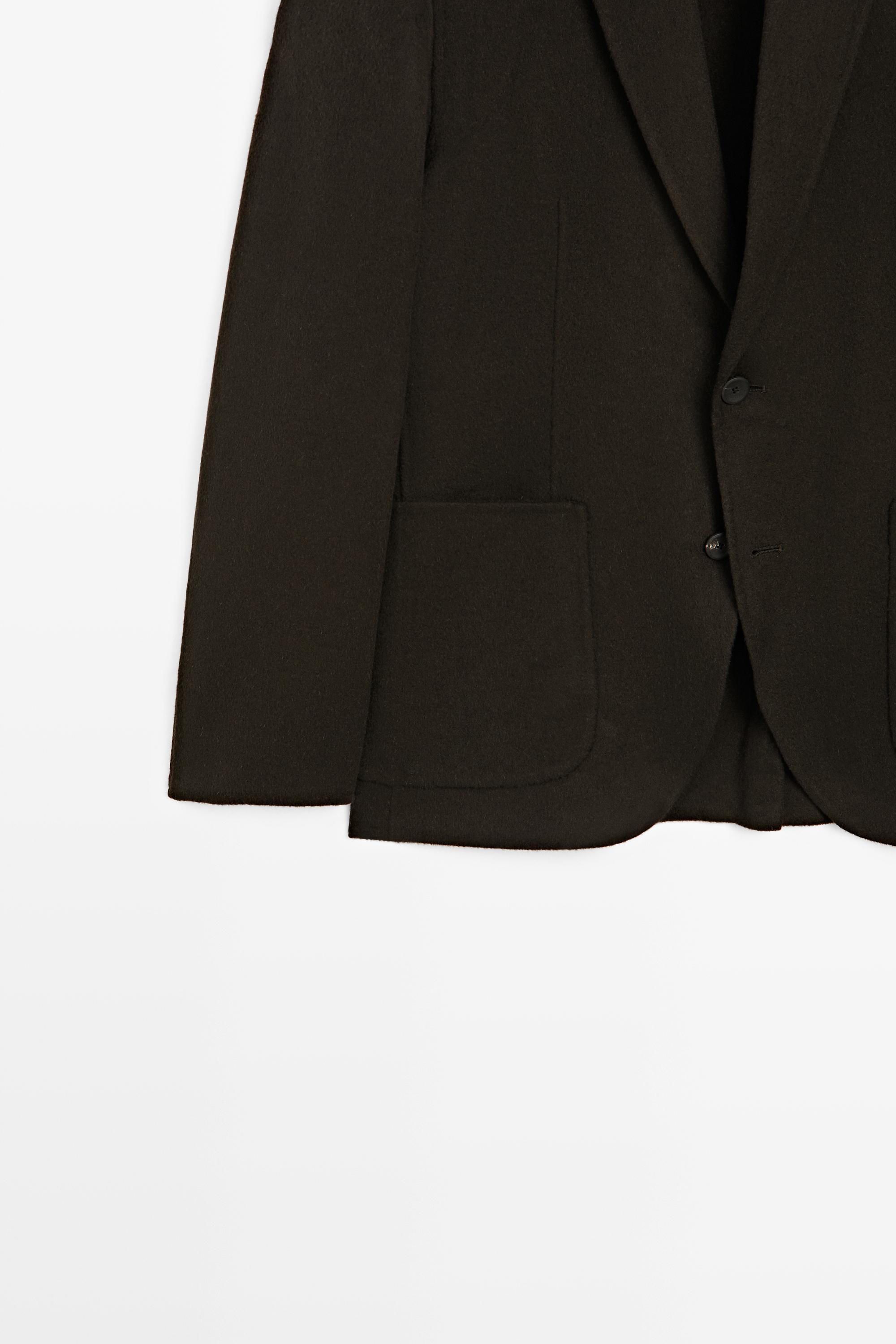 Double-layer wool blend blazer